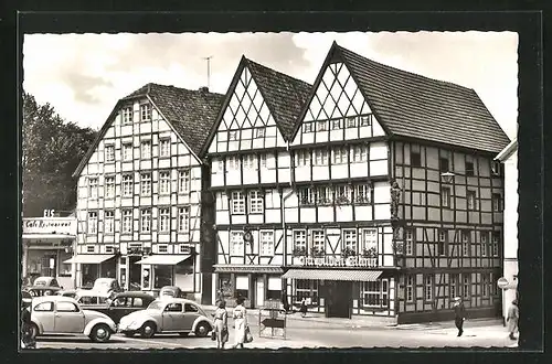 AK Soest /Westf., Marktplatz mit Fachwerkhäuser