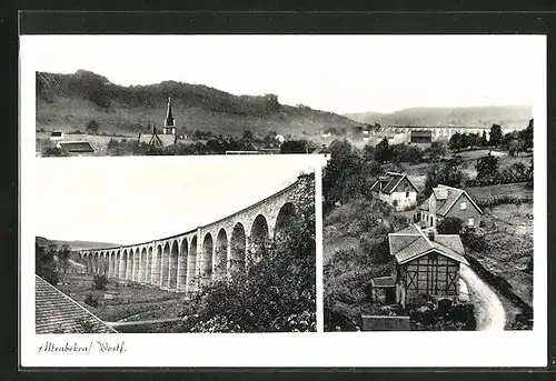 AK Altenbeken /Westf., Ortsansicht aus der Vogelschau, Viadukt