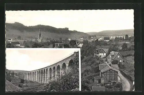 AK Altenbeken /Westf., Ortsansicht aus der Vogelschau, Viadukt