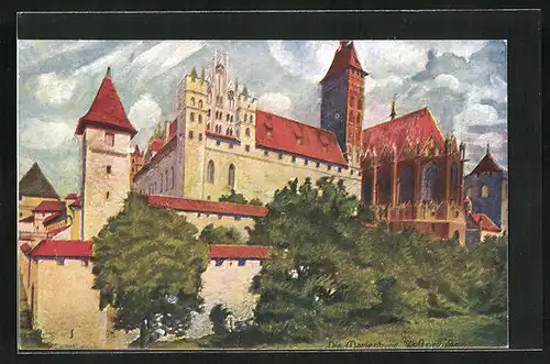 Künstler-AK Marienburg / Malbork, Blick auf die Marienburg