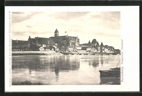 AK Marienburg / Malbork, Nogatseite stromaufwärts