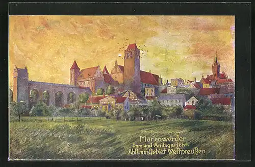 Künstler-AK Marienwerder / Kwidzyn, Dom und Amtsgericht