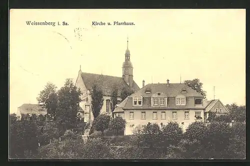 AK Weissenberg i. Sa., Kirche und Pfarrhaus