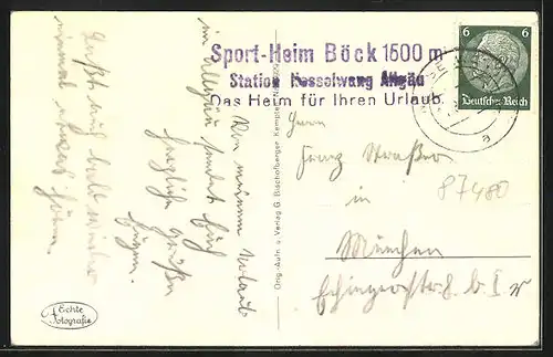 AK Nesselwang /Allgäu, Sportheim Böck