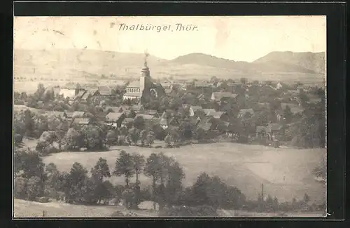 AK Thalbürgel in Thüringen, Blick zur Kirche auf die gesamte Ortschaft