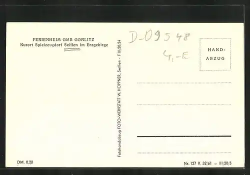 AK Seiffen im Erzgeb., am Ferienheim GMB Görlitz