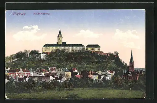 AK Siegburg, Blick zur Abtei auf dem Michaelsberg