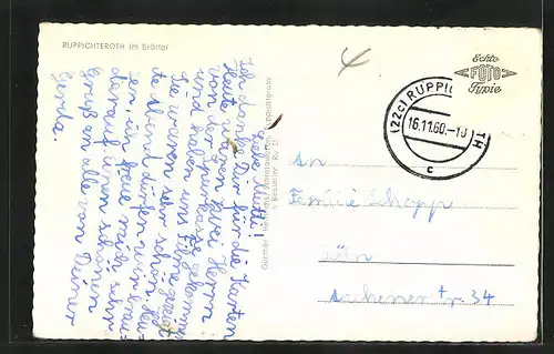 AK Ruppichteroth im Bröltal, Blick auf die Wohnhäuser und die Kirche