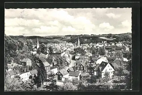 AK Gummersbach im Oberbergischen, Generalansicht der Stadt, Blick zur Kirche