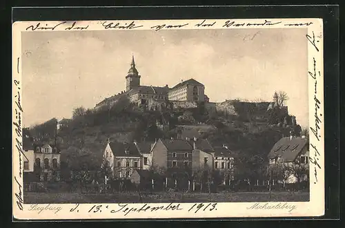 AK Siegburg, Blick zum Schloss auf dem Michaelsberg