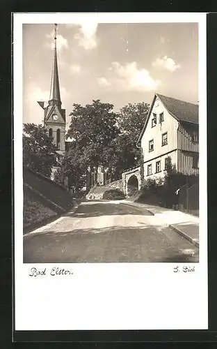 AK Bad Elster, auf der Strasse hinauf zur Kirche