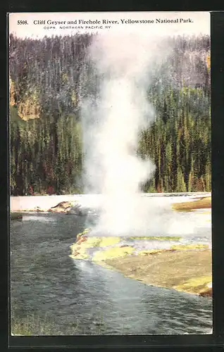 AK Wyoming, Yellowstone Nationalpark, Cliff Geyser and Firehole River