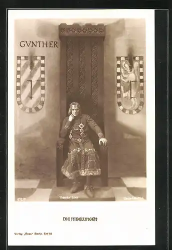 AK König Gunther sitzt auf seinem Thron, Theodor Loos in Die Nibelungen