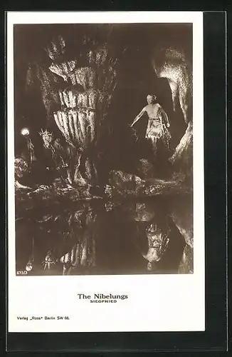 AK Siegfried und Alberich in der Höhle, Paul Richter in einer Szene aus Die Nibelungen
