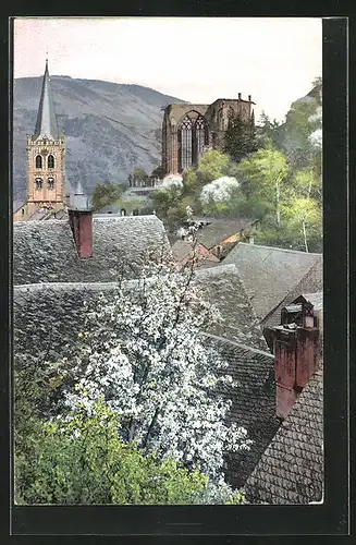 Künstler-AK Photochromie Nr. 2441: Blick über die Dächer zur Kirche und zur Ruine