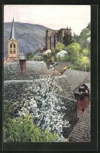 Künstler-AK Photochromie Nr. 2441: Stadtansicht mit der Kirche und der Ruine