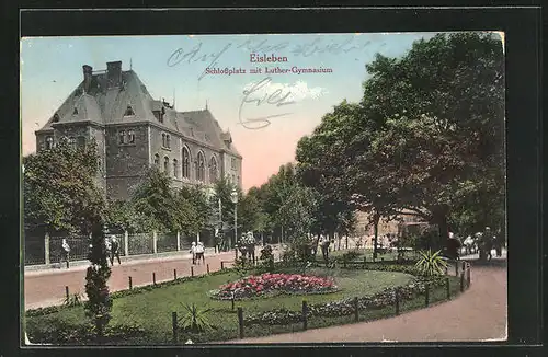 AK Eisleben, Schlossplatz mit dem Luther-Gymnasium