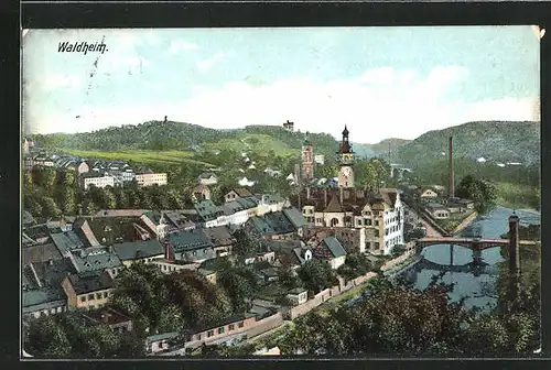 AK Waldheim, Totalansicht aus der Vogelschau