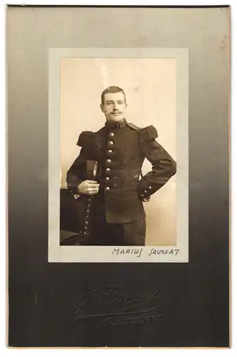 Fotografie J. Crozet, St. Etienne, Portrait junger französischer Soldat Marius Sauzeat in Uniform Rgt. 139