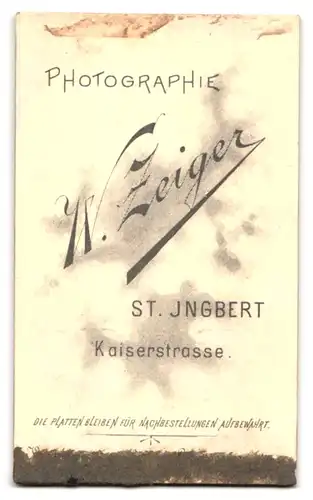 Fotografie W. Zeiger, St. Ingbert, Kaiserstrasse, Portrait junger Herr im Anzug mit Krawatte