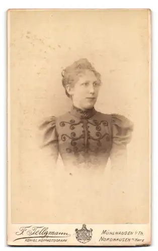 Fotografie F. Tellgmann, Mühlhausen, Dame mit hochgesteckten Haaren