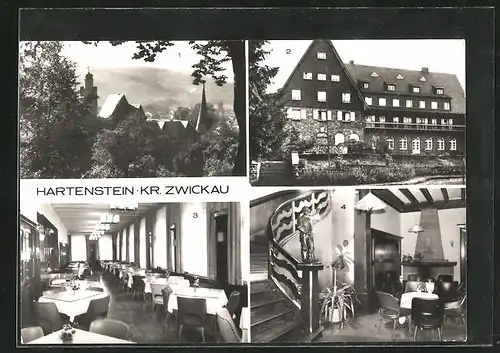AK Hartenstein / Zwickau, Burg- und Heimatmuseum Schloss Stein, FDGB-Erholungsheim Aktionseinheit