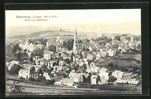 AK Eibenstock i. Erzgeb., Ortsansicht vom Adlerfelsen