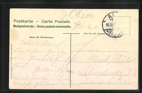 AK Aue, König Friedrich August Warte mit Passantin