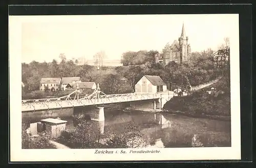 AK Zwickau /Sachsen, Paradiesbrücke aus der Vogelschau