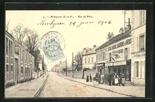 AK Montgeron, Rue de Paris, magasin