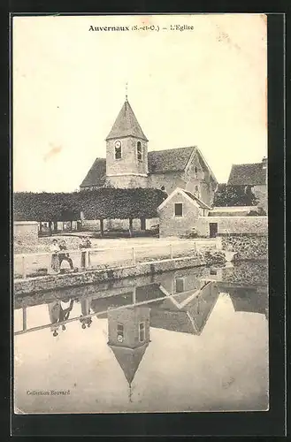 AK Auvernaux, l`Eglise et l`étang