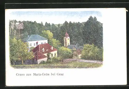 AK Maria-Grün bei Graz, Blick auf die Kirche