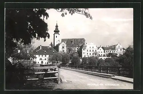 AK Frohnleiten, Blick auf Brücke und Kirchturm