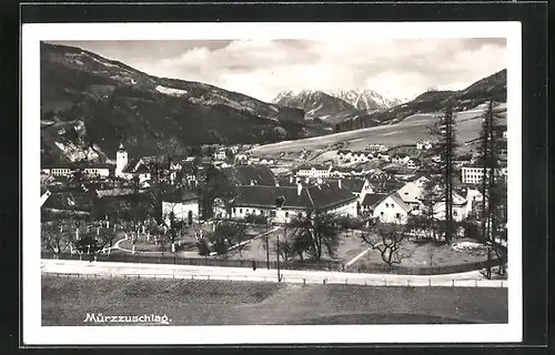 AK Mürzzuschlag, Ortsansicht aus der Vogelschau