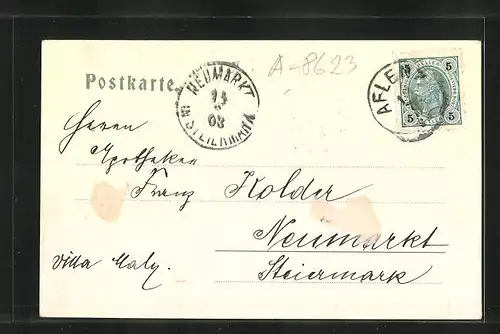 AK Aflenz, Panorama mit Kirchturm