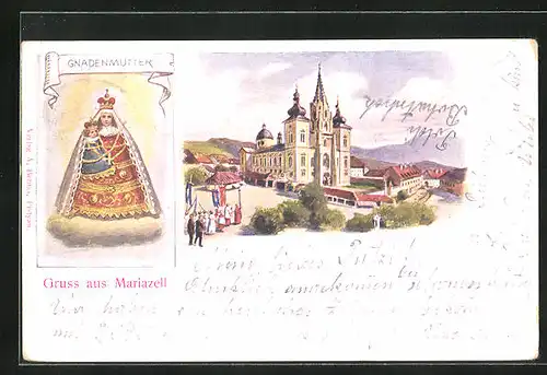 Künstler-AK Mariazell, Gnadenmutter, Basilika