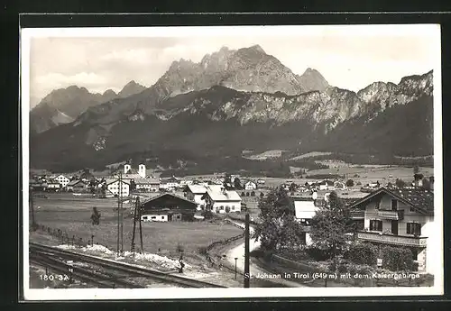 AK St. Johann, Teilansicht mit dem Kaisergebirge