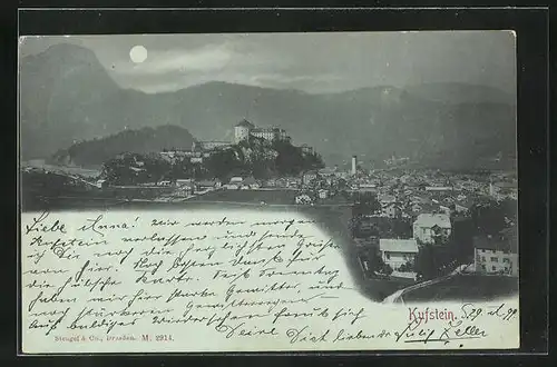 Mondschein-AK Kufstein, Teilansicht