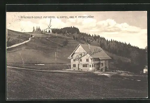 AK Pfänderdohle, Blick auf Hotel und Gipfel