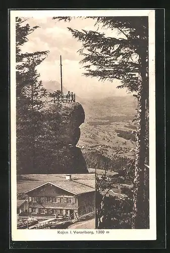 AK Kojen, Alpengasthof von Leopold Willi, Gipfel mit Blick gegen Säntis