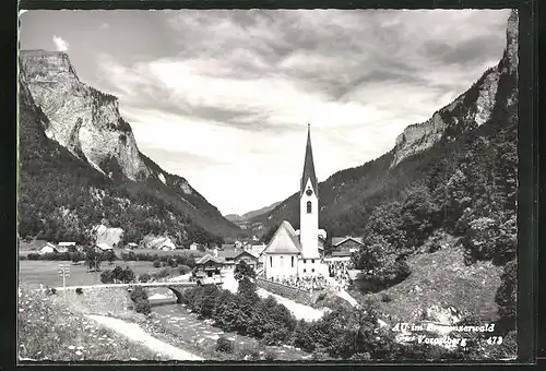 AK Au im Bregenzerwald, Ortsansicht mit Kirche