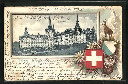Präge-AK Zürich, Dolderhotel, Gams, Wappen