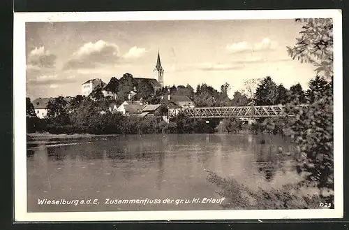 AK Wieselburg a. d. E., Zusammenfluss der gr. u. kl. Erlauf