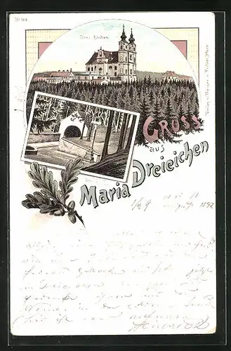 Lithographie Maria Dreieichen, Drei Eichen, Bründl