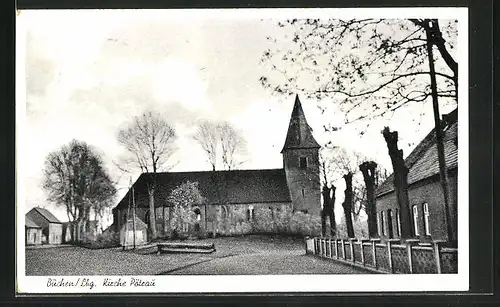 AK Büchen bei Lüneburg, Ortspartie mit Kirche Pötrau