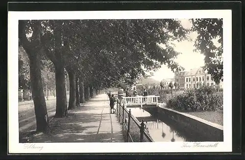 AK Schleswig, Am Herrenstall, Kanal mit Brücke