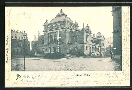 AK Rendsburg, Ortspartie mit Stadthalle