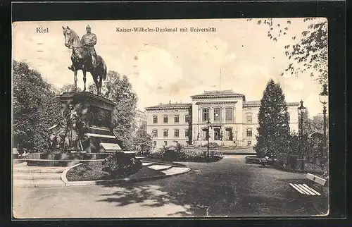 AK Kiel, Ortspartie, Kaiser-Wilhelm-Denkmal, Universität