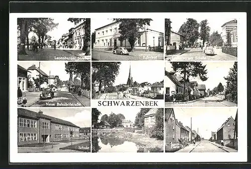 AK Schwarzenbek, Neue Bahnhofstrasse, Lauenburger Strasse, Bahnhof