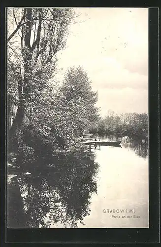 AK Grabow i. M., Eldenpartie mit Boot